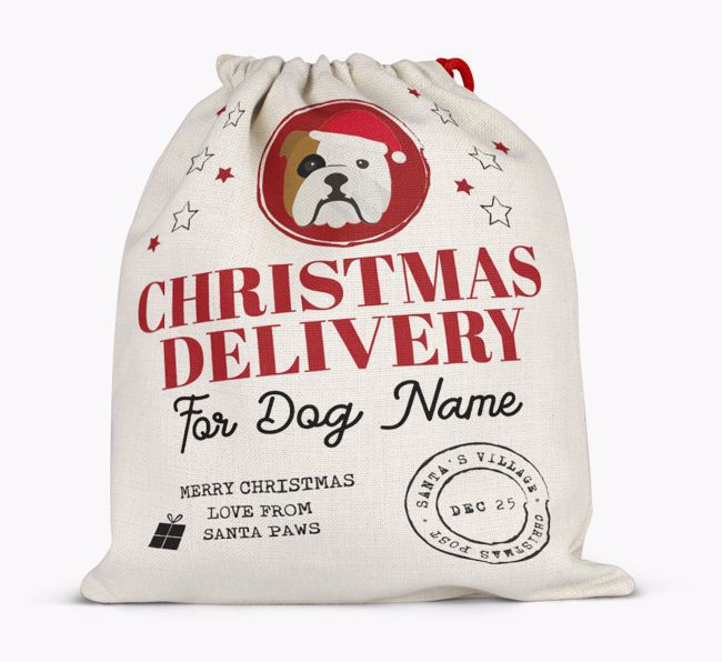Personalised 'Christmas Delivery for {dogsName}' Santa Sack
